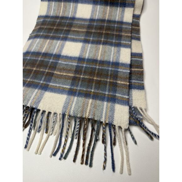 100% Cashmere Plaid Scarf Made In Scotland Unisex Adults Fringe Tie Rack London - Picture 1 of 6